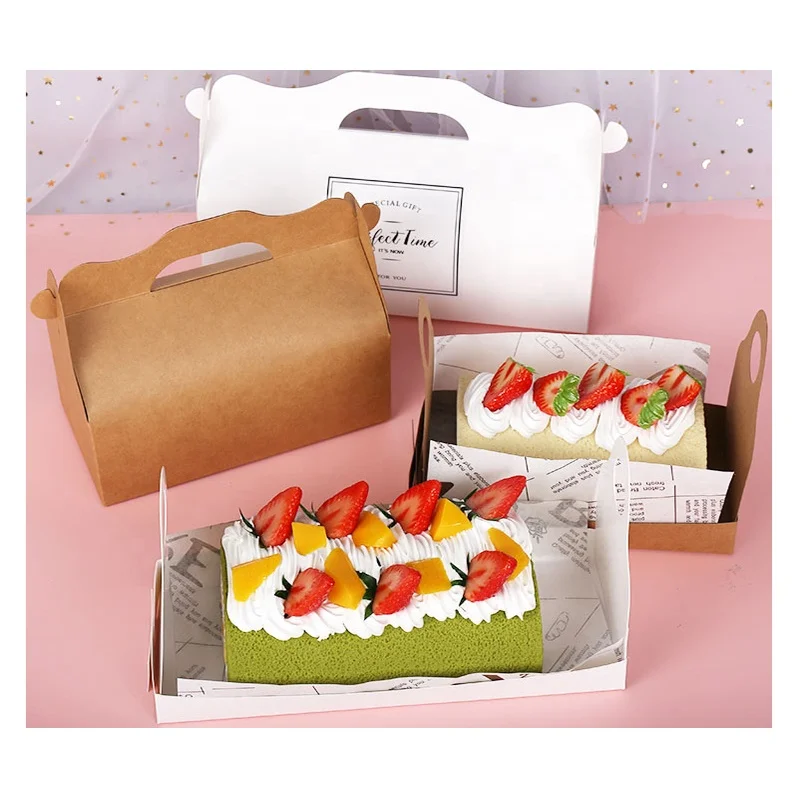 Colorful Printing Cake Boxes With Handle And Window Cheese Cake Box Pastry Box