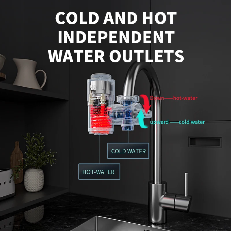 Fudeer Electric Water Heater 220V Kitchen Faucet Conector Champagne Gold Tankless Water Heating Tap Instant Water Heaters