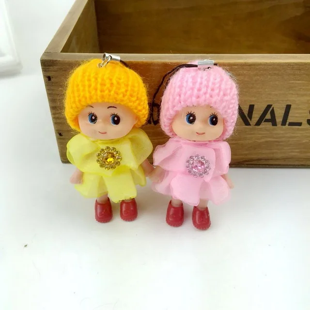 promotional gift 8CM cute girl dolls small plastic doll with keychain