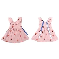 Cotton  Girls Clothes Dresses Summer 1-4 Years Manufacturer Lace for Kids Sleeveless Dress with Printed patterns