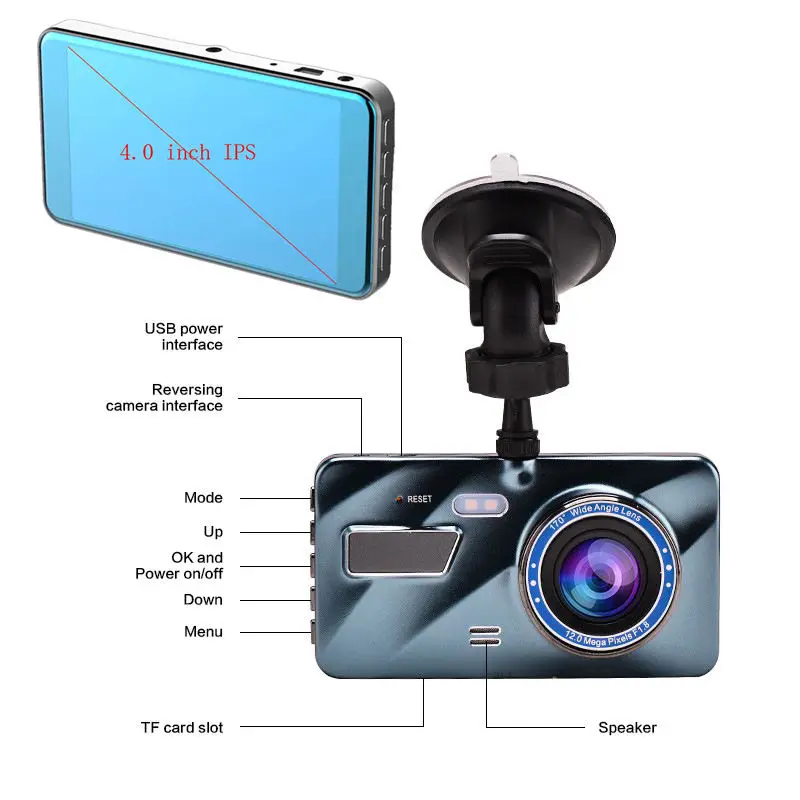 bird view car camera 4.0 inch 1080P dual lens black box for car dash cam with night vision