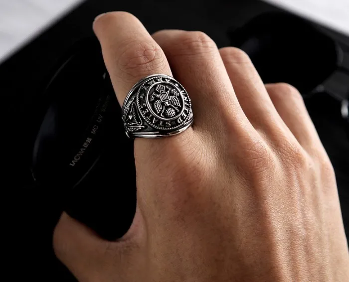 316 stainless steel us army ring mens rings