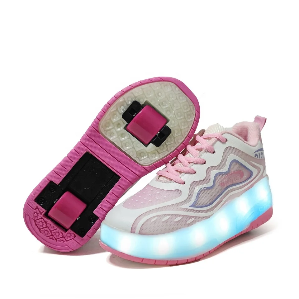 Kids Light Up Roller Skates Sneaker Flashing Wheels Walking Shoes for Boys Girls