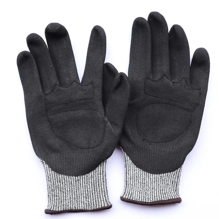 High quality heavy-duty durable shockproof and cutting resistant nitrile frosted work gloves mechanical working gloves