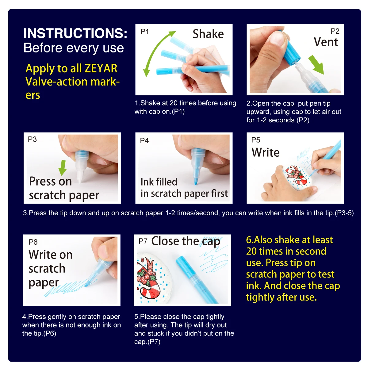 ZEYAR Paint Pens Extra fine Point Oil based Paint Marker for Rock Painting and DIY 18 Colors Aluminum Barrel