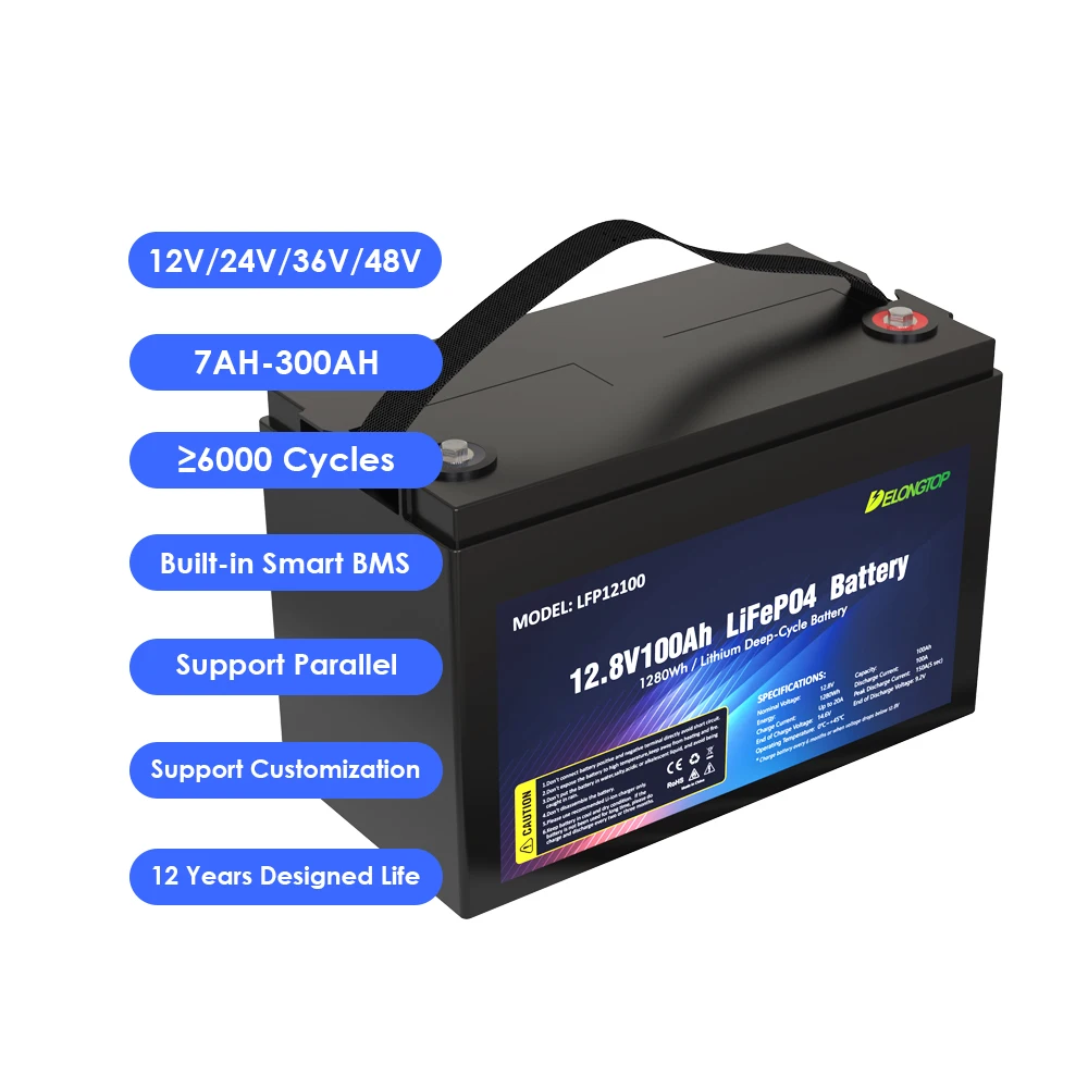 Lithium Iron Phosphate Battery Lifepo4 12v 24v 48v 100Ah 200Ah Replacement Lead Acid Battery Deep Cycle for Solar Storage System