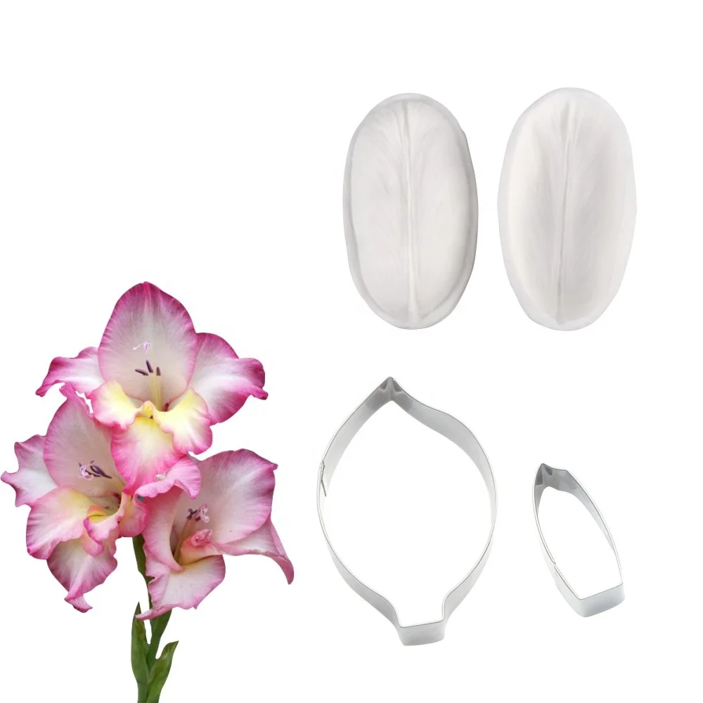 AK Sugarpaste Gladiolus силиконовый Veiner из нержавеющей стали помадные резаки набор инструментов для изготовления цветов украшения тортов A397 & VM112