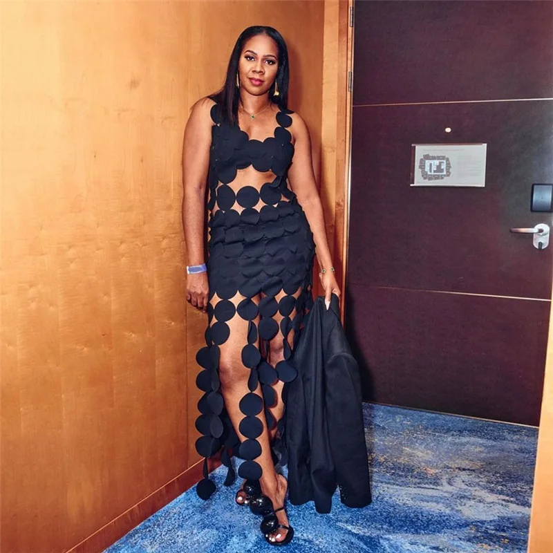 S71364 - latest treads hollow out see through sleeveless women ladies long dress