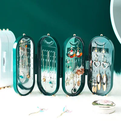 Jewelry Storage caseEarrings Display Stand Bracelet Necklace Organizer Foldable Portable Plastic Box 4 Doors 240 Holes Large