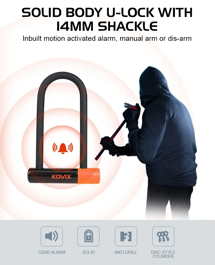 Wholesale E Bike Alarm U Lock Anti-theft Bicycle Mountain Bike Lock