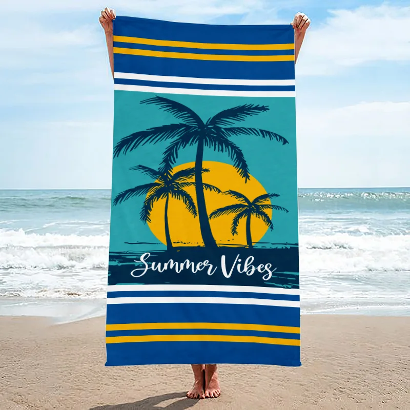2024 Wholesale Fashion Microfiber Quick Dry Digital Printed Beach Towel Custom Logo Comforter Sand Beach Towel