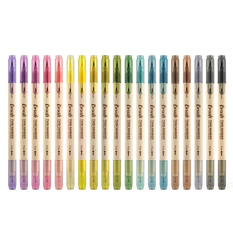 New Double Tip Colored school student highlighter set fine Liner marker stationery supplies 3 pcs/box customize