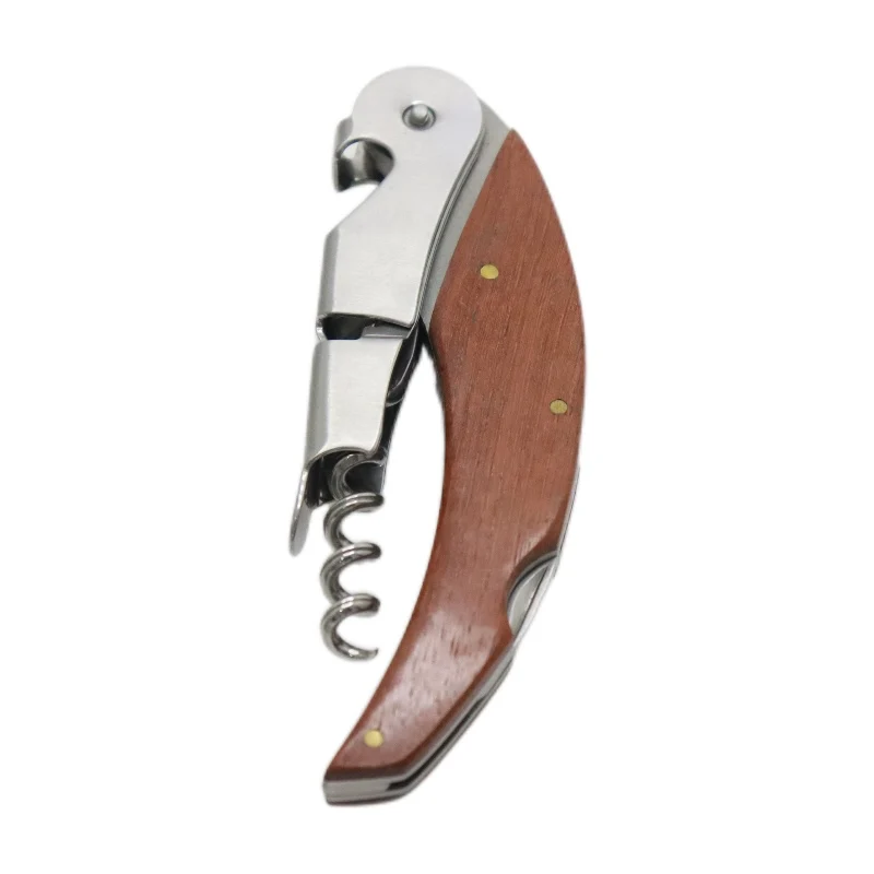 Factory Supply Red Wine Corkscrew Acid Branch Wood Stainless Steel Seahorse Knife Wine Corkscrew