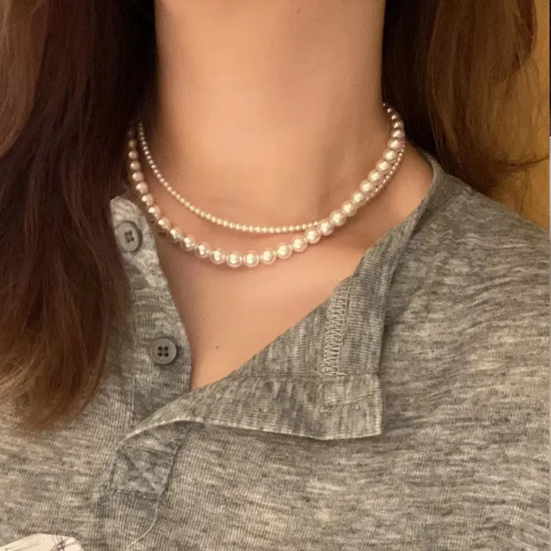 Wholesale custom luxury pearl beads women necklace Beaded Chains Women Natural Baroque Bright Pearl Necklace Fine Jewelry