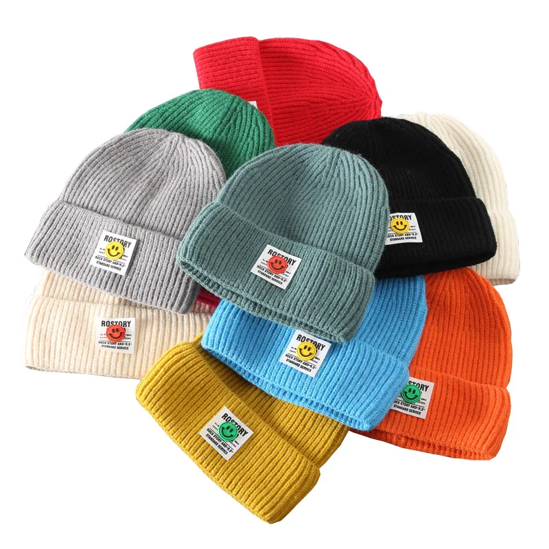 Wholesale winter hat Korean fashion cute toddler knitted beanie hat for kids with custom logo