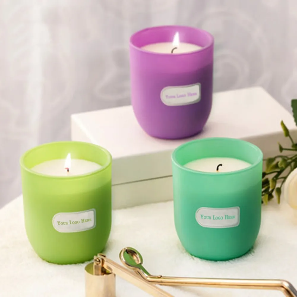 amazon Hot Sell Frosted Glass Jar Soy Wax Scented Candles For Wedding Holiday Home Decoration