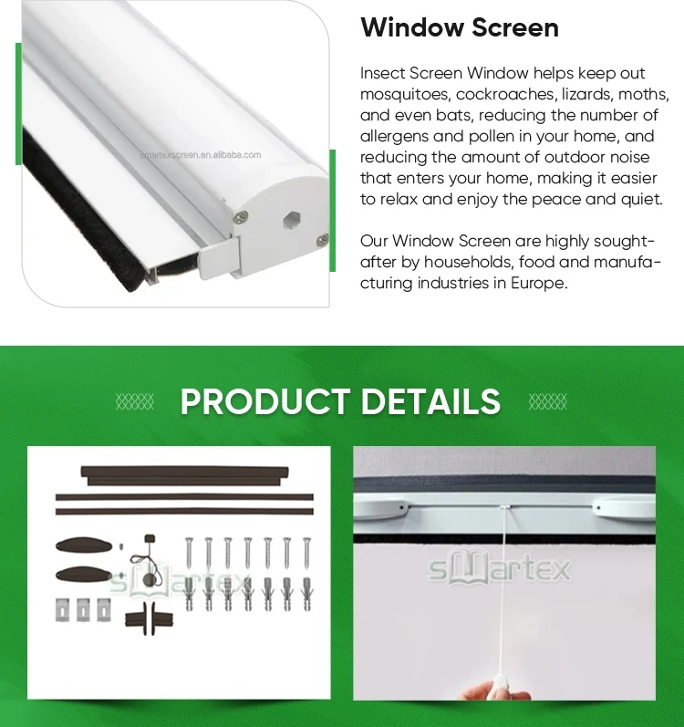 Retractable sliding wheels roller insect mosquito net door aluminum shutter screen mesh window with fiberglass mosquito net