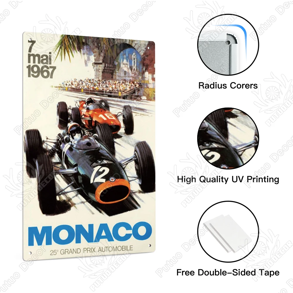 Putuo Decor Hot Sale Vintage Racing Car Metal Tin Signs Retro Man Cave Garage Wall Decor