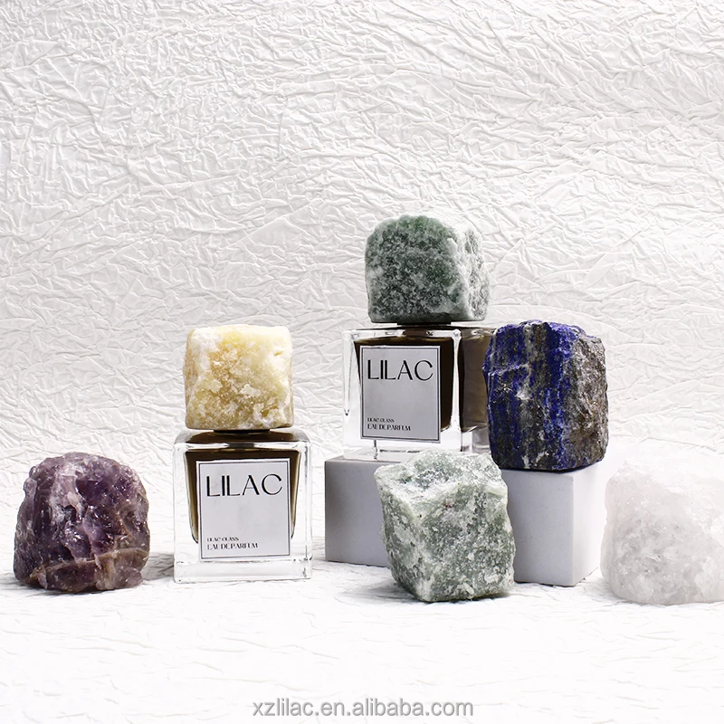 Deluxe Perfume Bottle Custom clear Glass 30ml 50ml 100ml High Quality with Stone Cap