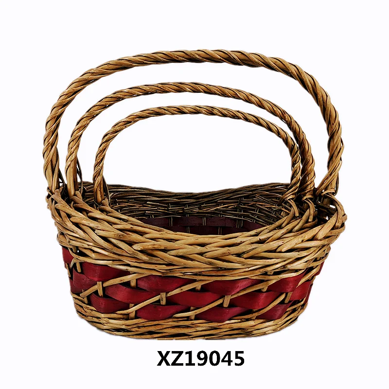 100% Handmade Wicker Weaving Factory Sale Cutomizable Size Color Wicker Gift Baskets
