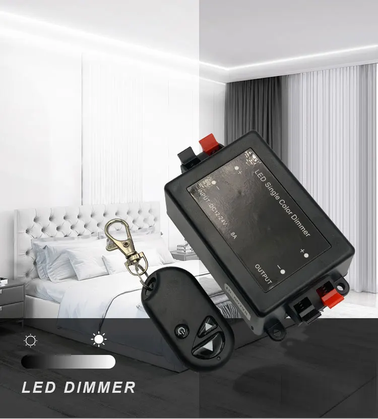 FEICAN RF LED Dimmer With 3 Keys Remote RF Monochrome Dimmer Black LED Controllable Wireless Low Voltage Controller