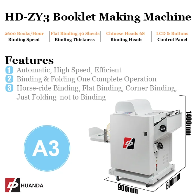 Huanda HD-ZY3 Leaflet Industrial Paper Booklet Making Folding Machine Automatic