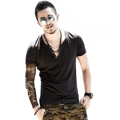 Wholesale OEM summer v neck white t shirt for men