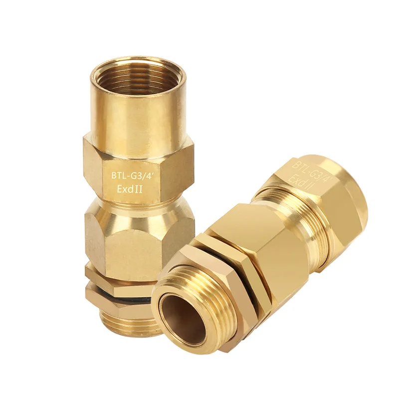BTL series ExdIIC IP66  Explosion proof brass armoured cable gland with high quality