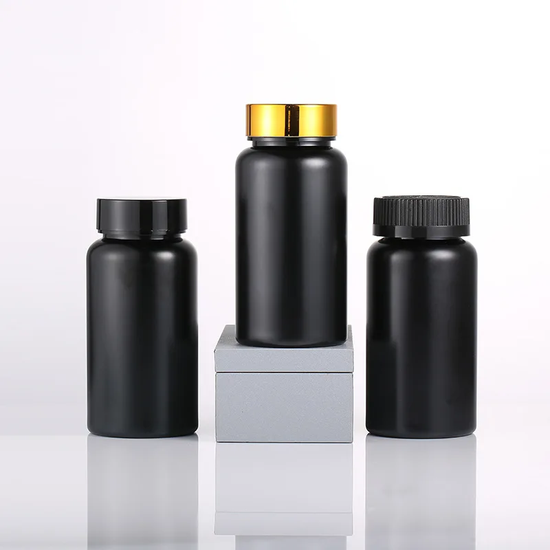 Custom Plastic 120ml 150ml Black Candy Medical Plastic Vitamin Pill Capsule Bottles Medicine