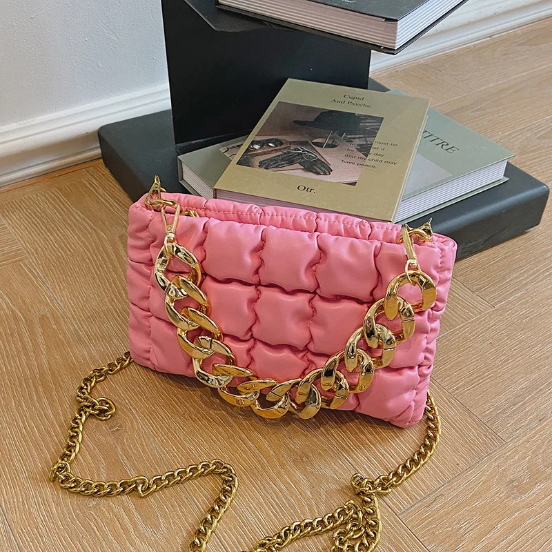 new design fashion thick chain sewing thread leather mini shoulder bag ladies hand bags 2022 purses luxury handbags for women