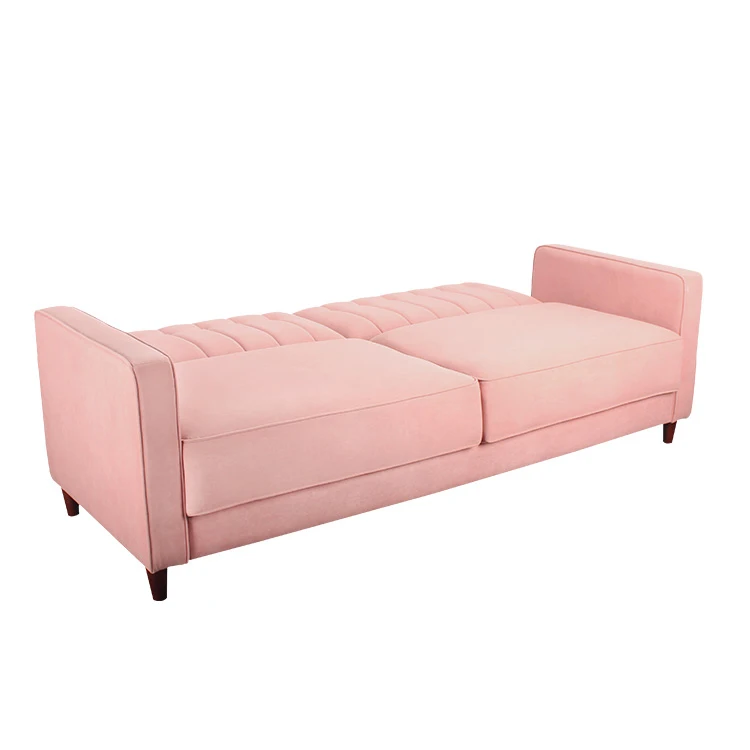 custom storage pink sleeping couch bed futon convertible sofa cum bed folding living room furniture with wood frame