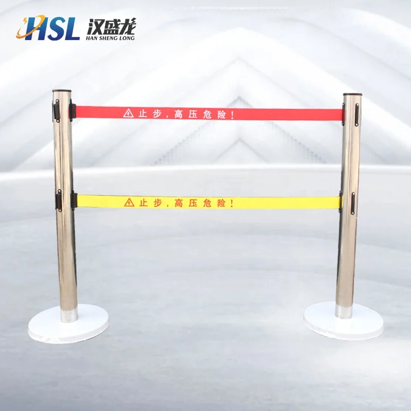 Hot Sales Airport Construction Energetic Colors Cast Iron Base Stainless Steel Belt Crowd Control Retractable Barrier