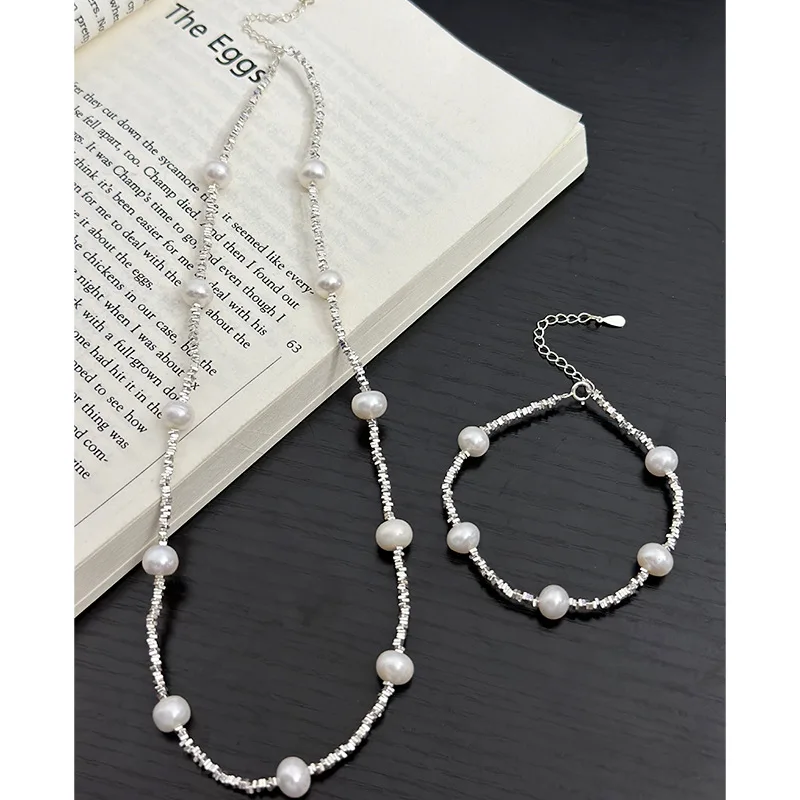 VANA New Arrival Fashion Fine Jewelry Sets 925 Sterling Silver Fresh Water Pearl Jewelry Rhodium Plated Jewelry Set