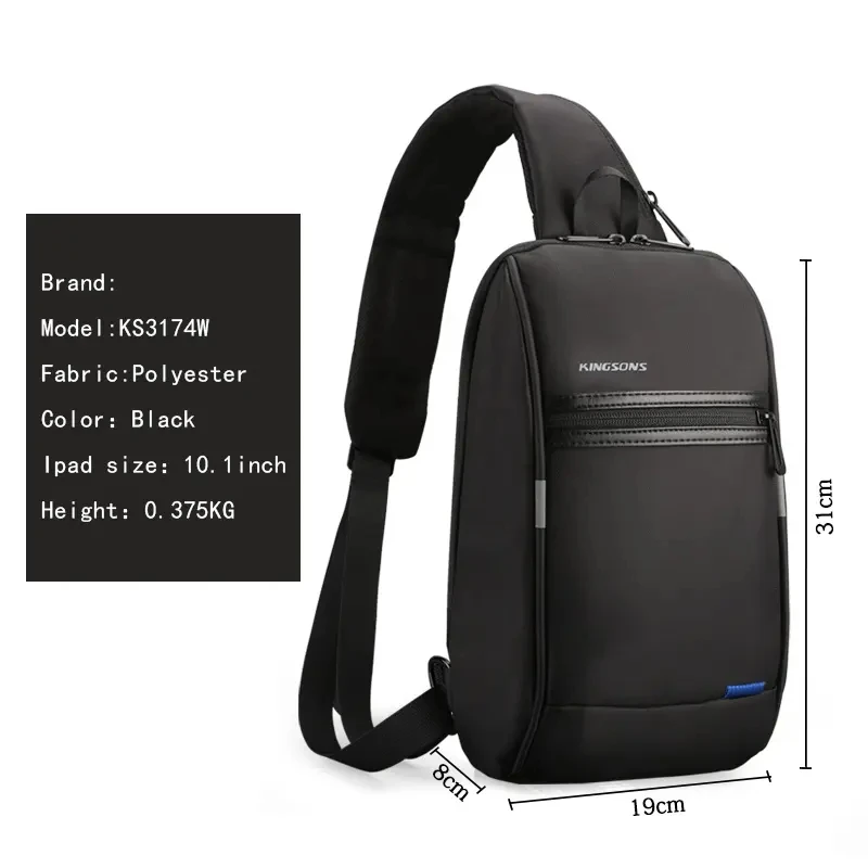 Factory Low Price Waterproof Men Shoulder Chest Crossbody Side Bag Mini Messenger Sling Bag With Usb Port