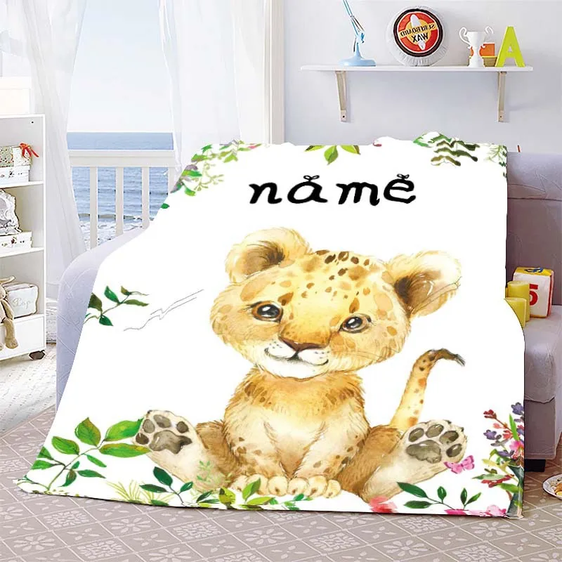 Cartoon blanket 3D printing cute funny animal figure flannel nap blanket air conditioning blanket