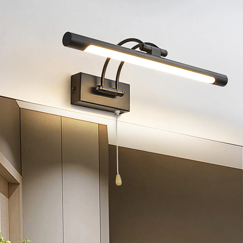 Bedroom 16W Home Hotel Stair Art Deco Black Wall Pull Switch Swing Arm Picture Lighting