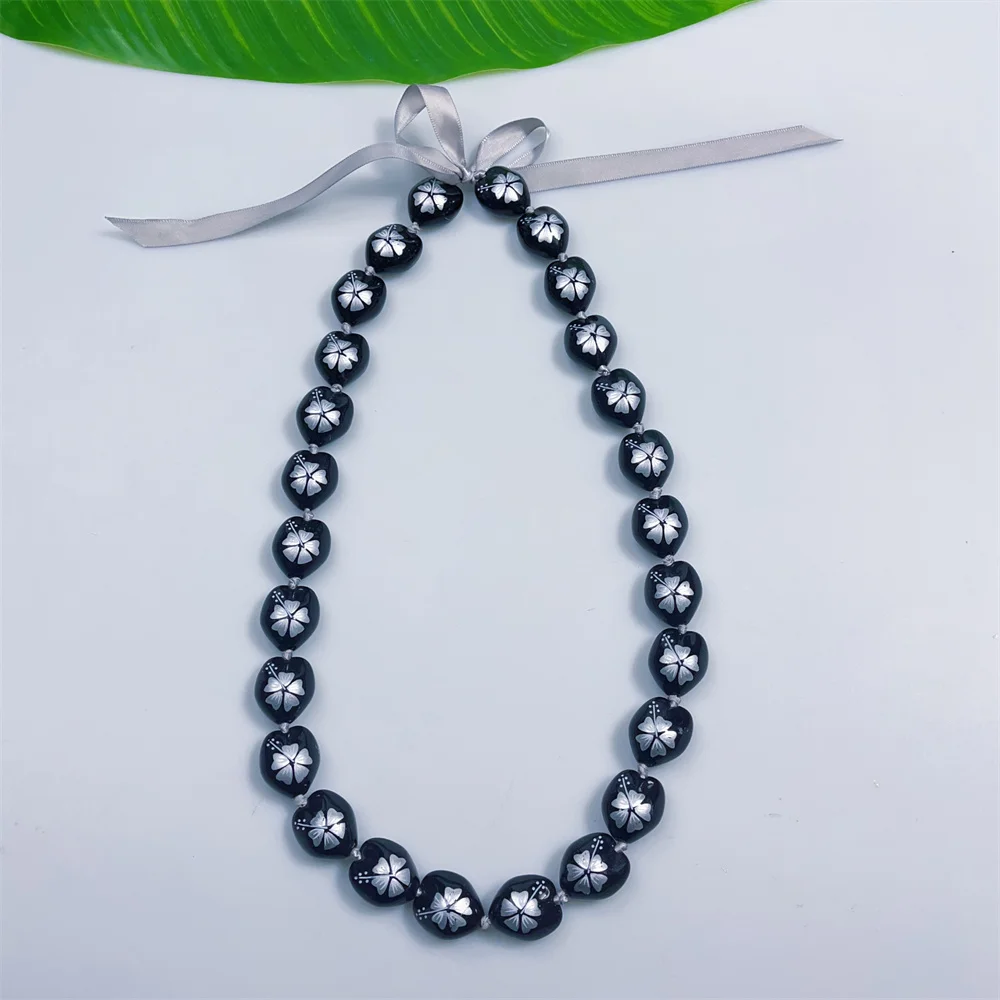 2024 Acrylic Kukui nut school  graduation lei Necklace Graduation Colored Leis Luau Weddings New lei