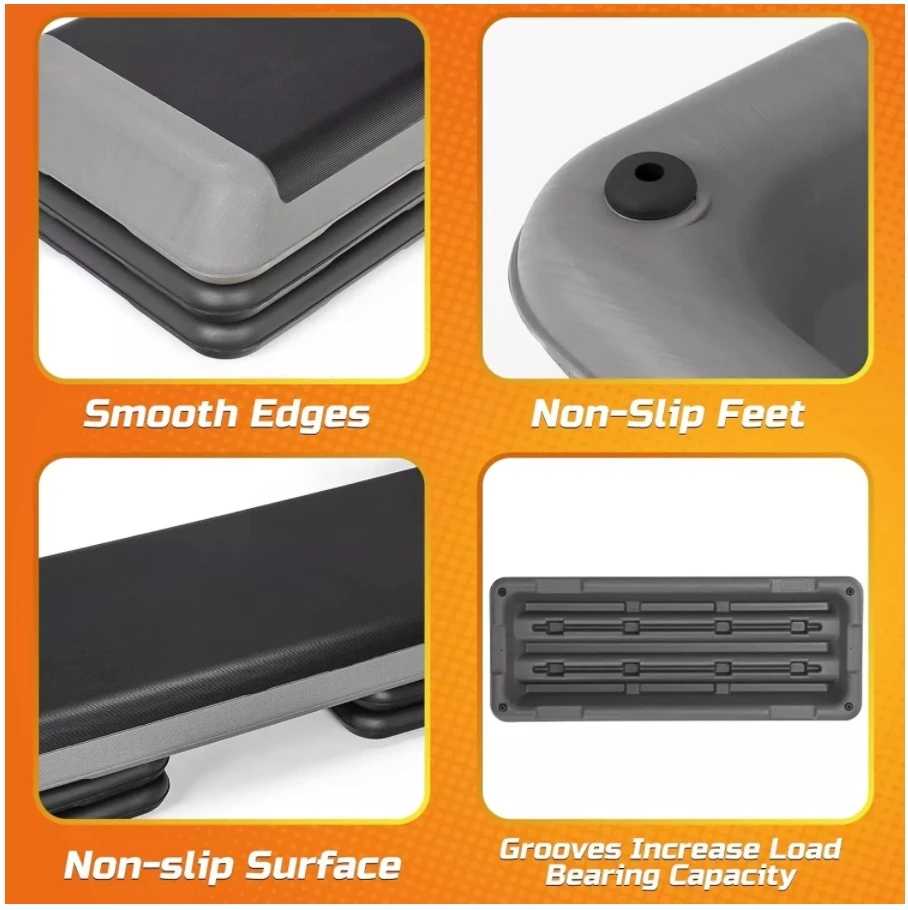 AKTIV Quality Adjustable Multi-Height Stepper Platform Home Gym Equipment with Aerobic Step Stackable Design for Home Exercise