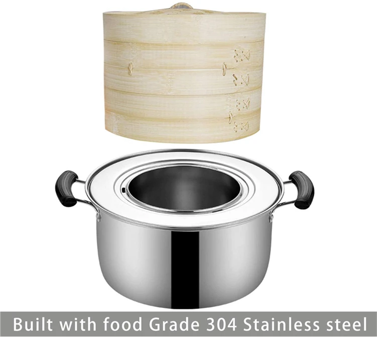 
World Of Flavours Aluminum For 10 Inch 2 Tier Bundle Kit Set 12 Inch Tiers Lid Bamboo Steamer Basket With Ring Adapter 