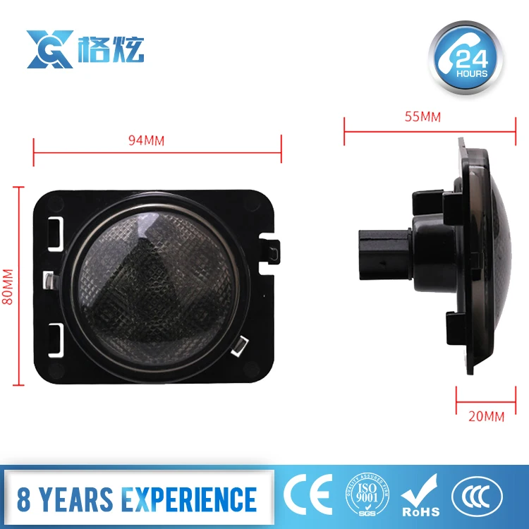 передний светодиодный указатель поворота колеса Fender Flare Боковой габаритный фонарь для Wrangler 2007-2015 с черным корпусом