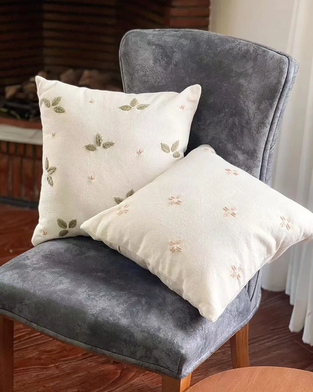 Floral Woolen Embroidery Pillowcase Thick Cotton Decorative Sofa Cushion Covers Livingroom Couch Throw Pillows