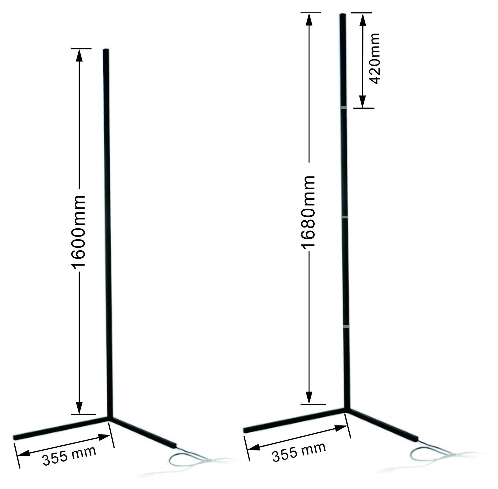 RGB LED Adjustable Height Dim 160cm Modern Floor Lamp with Remote Metal Standing for Living