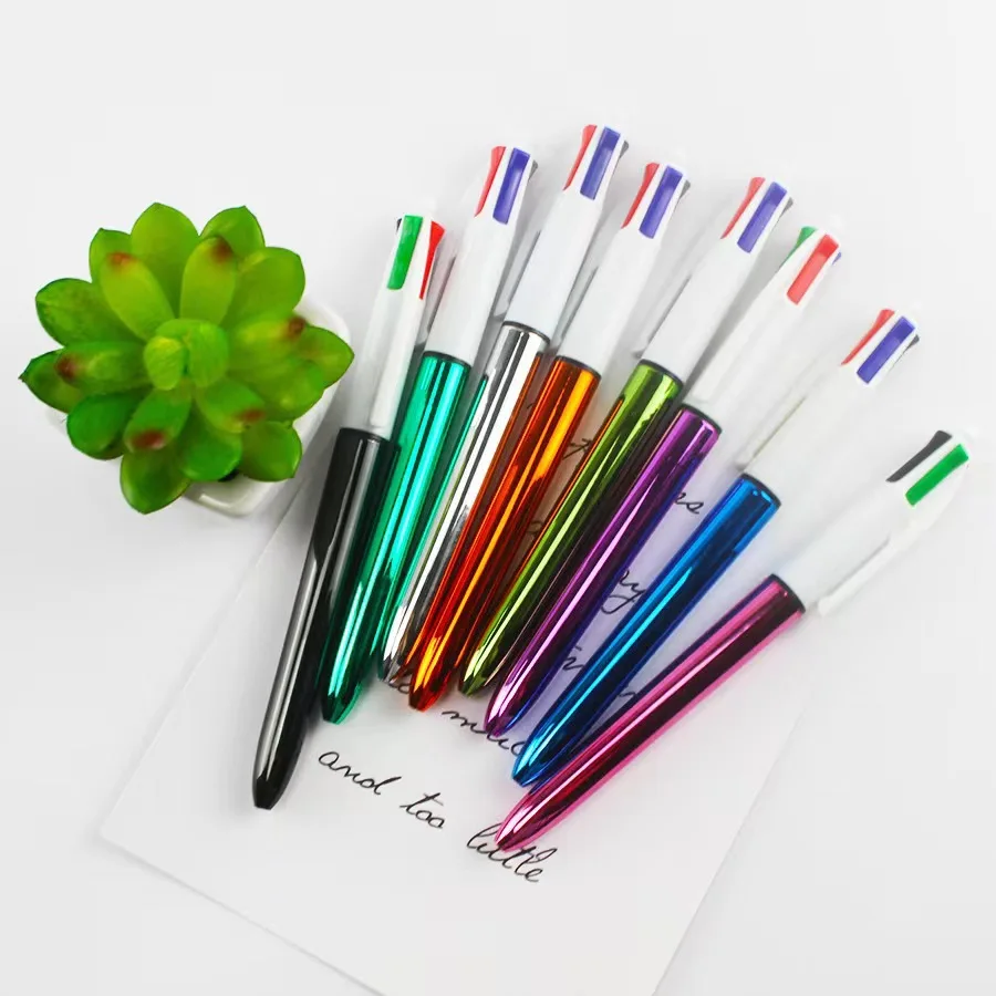 NEW Four 4 in 1 Carabiner ballpoint pens with rubber grip-black blue red green 4 color ink ball pen