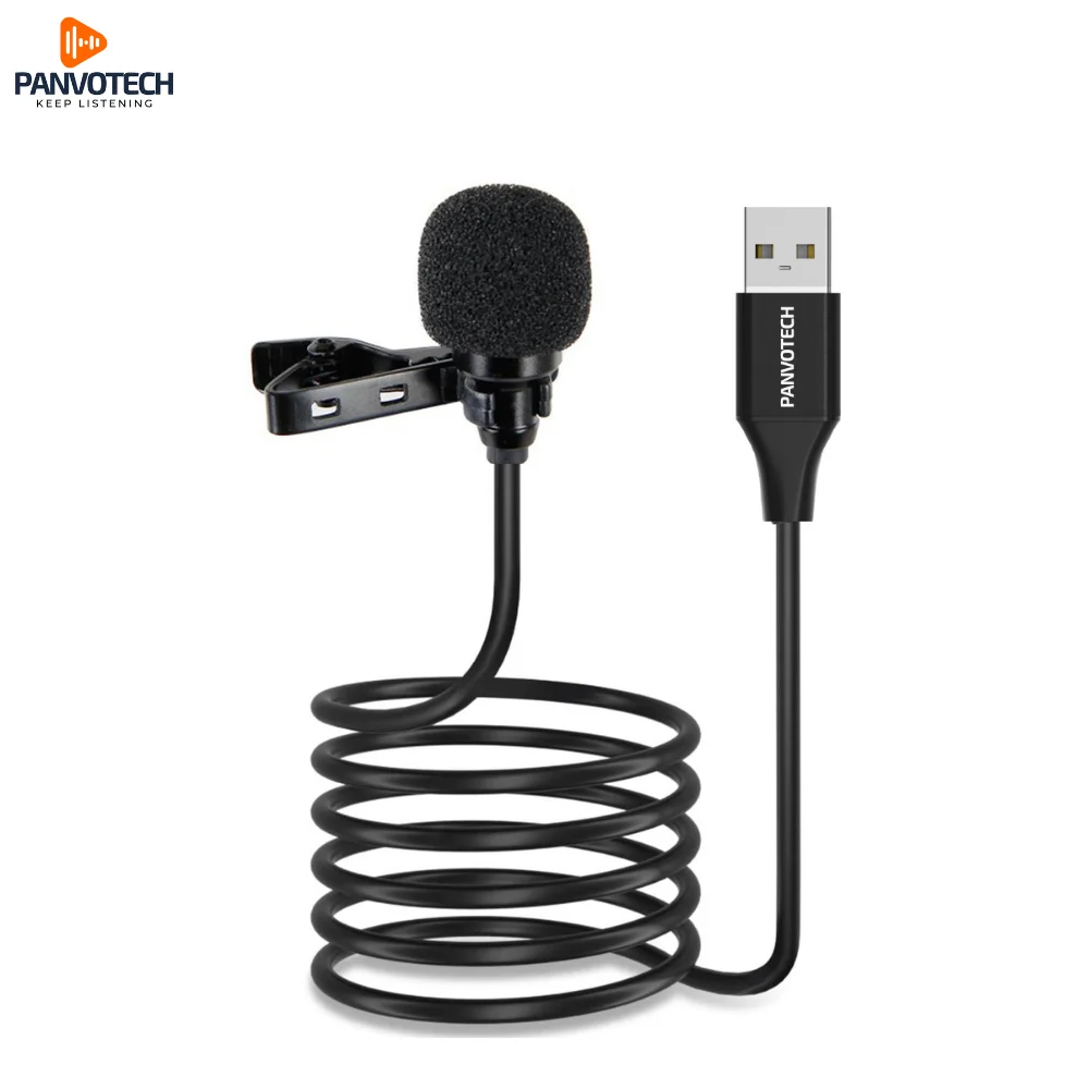 Panvotech Professional Recording PC Computer Wired Mini Usb Lapel Lavalier Condenser Microphones
