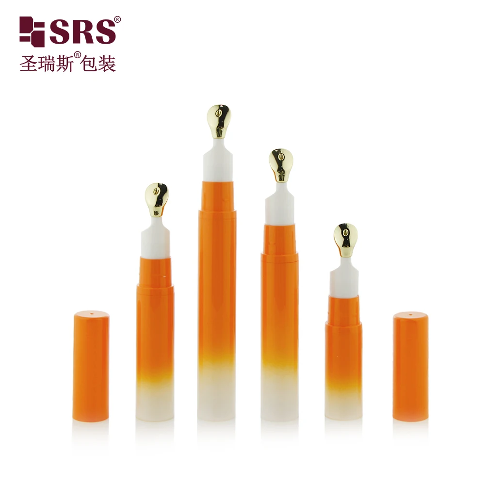 A0031B 10ml New Design Round Empty Spraying Gradient Orange Airless Pump Bottle Slim Size with Gold Metal Tip for Cosmetic