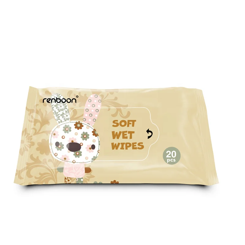 Disposable alcohol free travel pack 99.9 water baby cleaning wet wipes