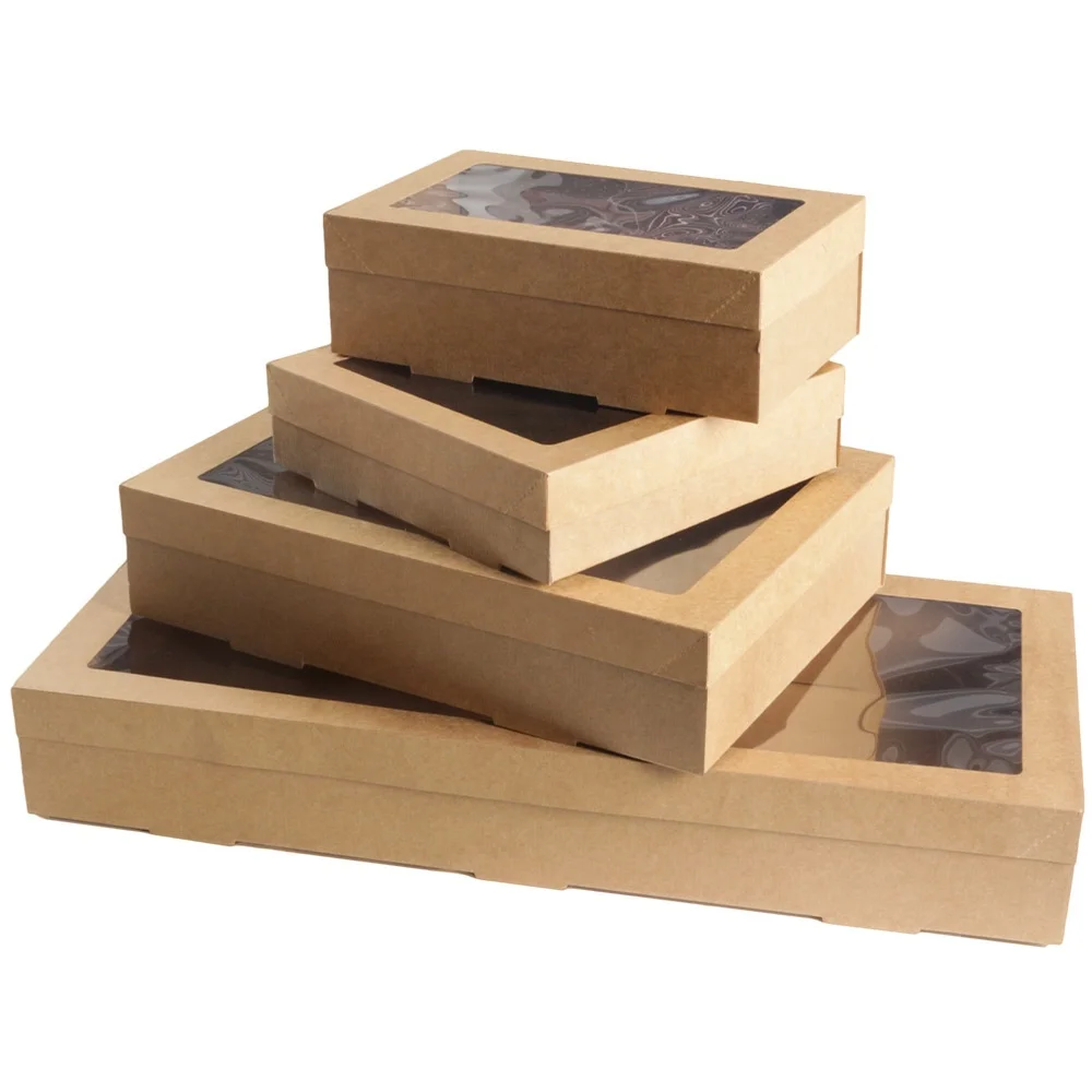 High Quality 12x12 Paper Mini Bento Snack Cake Boxes Packaging With Window