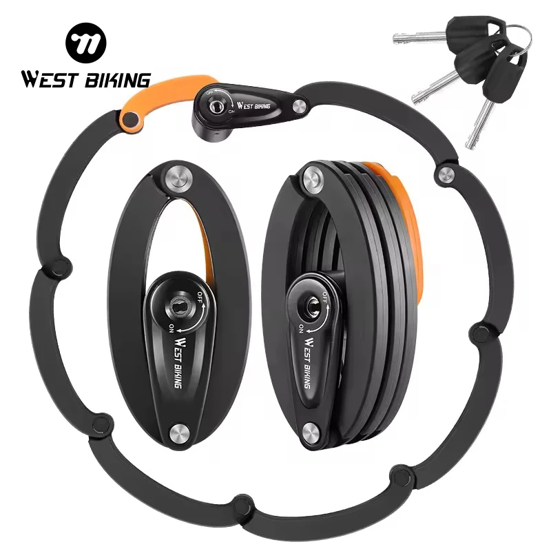 WEST BIKING Bicycle Bike Foldable Wheel Lock Motorcycle Bicycle Lock Anti Theft Locks For Bike High Security