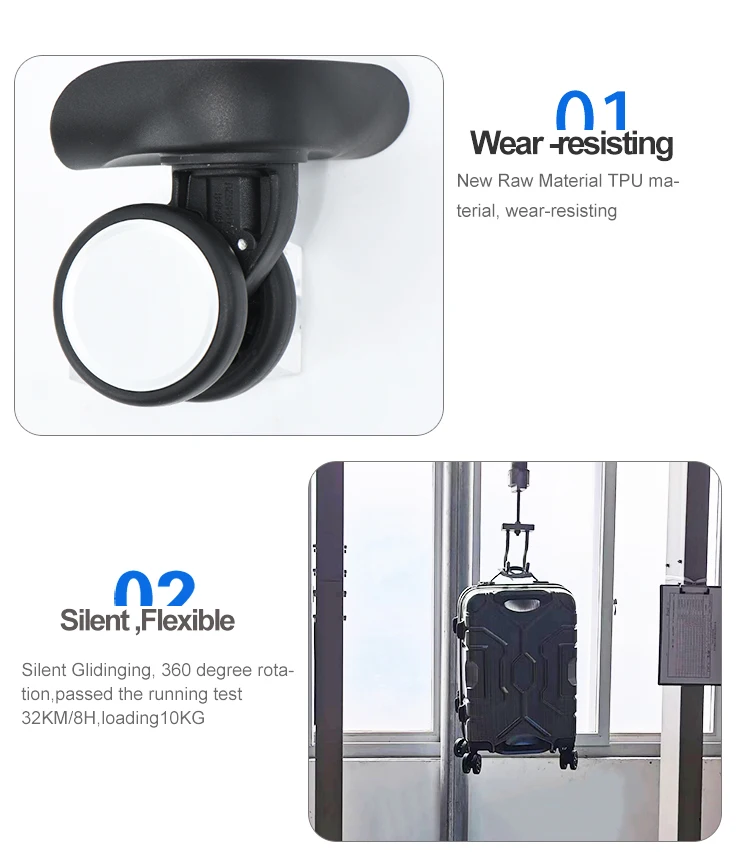 custom travel bag parts China supplier  plastic replacement accessories 360 spinner trolley suitcase luggage wheel