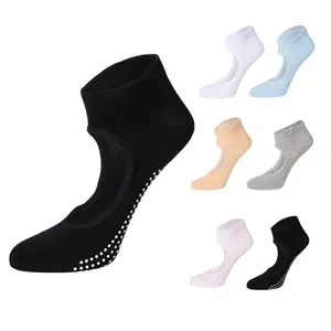Custom 100% Cotton Non Slip Straps Yoga Socks for Women Summer Anti-slip Ballet Dance Barefoot Grips Pilates Socks